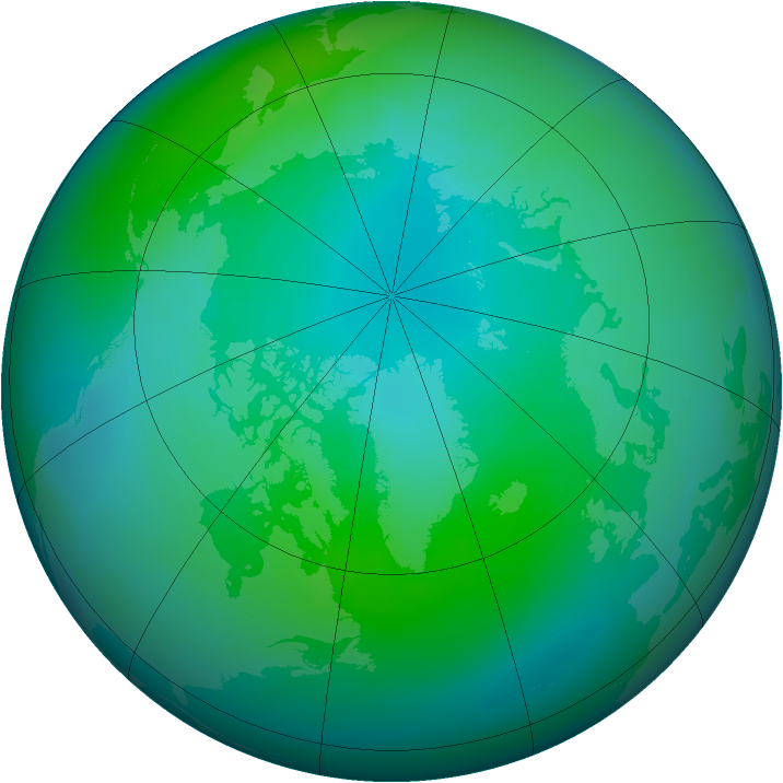 Arctic ozone map for October 1986